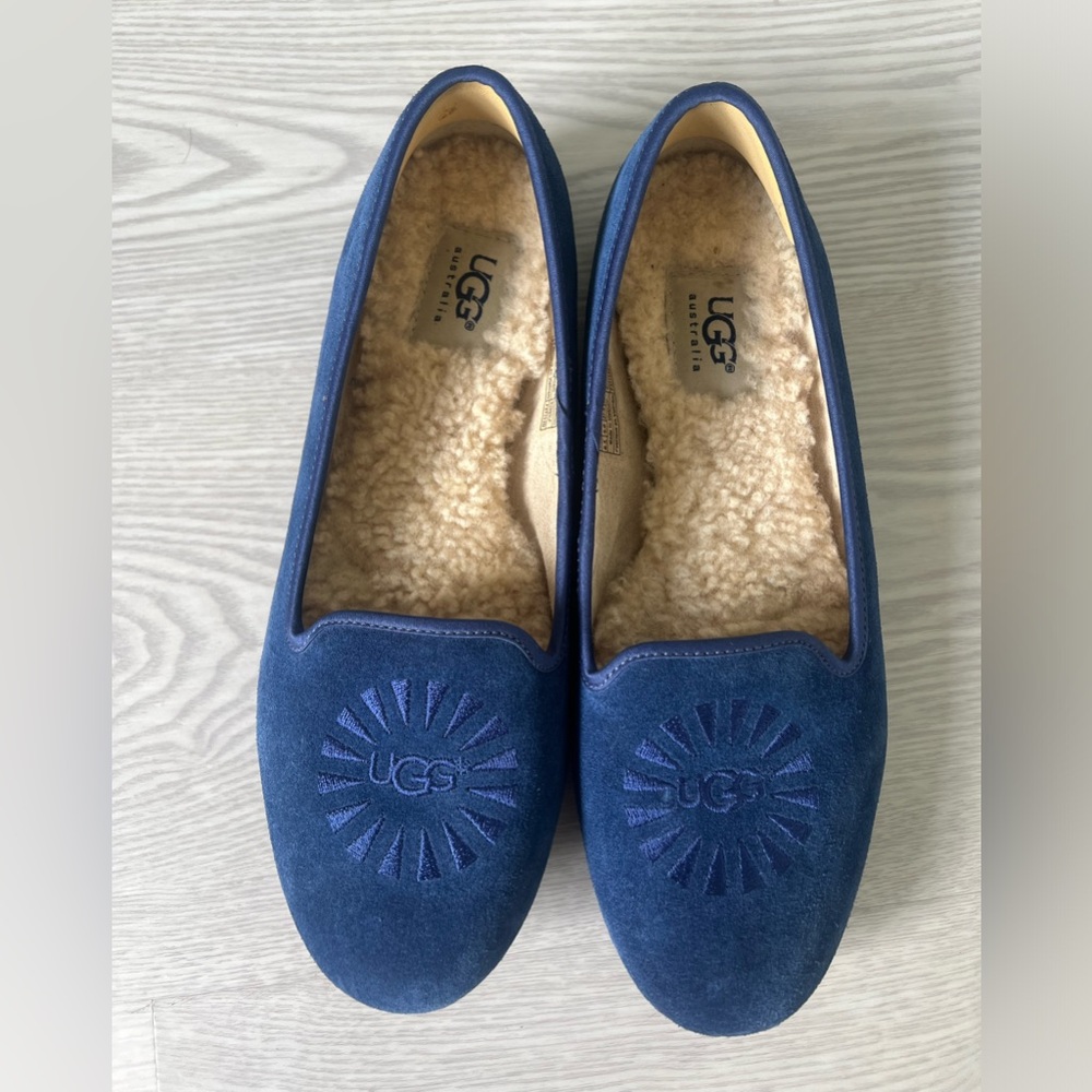UGG Australia blue slip on sheepskin flats